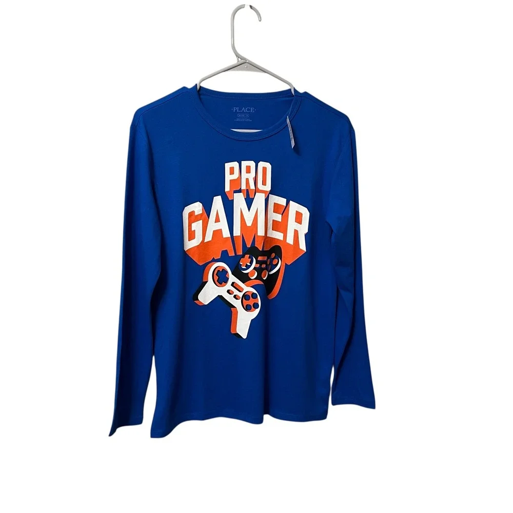 The Childrens Place Boys Pro Gamer Long Sleeve Shirt Blue XL 14 Video Games‎ NWT